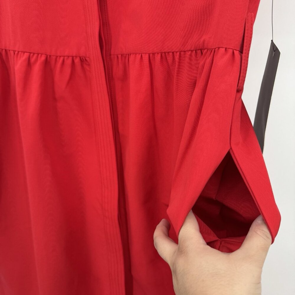 Tuckernuck Red Chloe Midi Dress sz M A-Line Collared Button Down **NO BELT** - Picture 5 of 9
